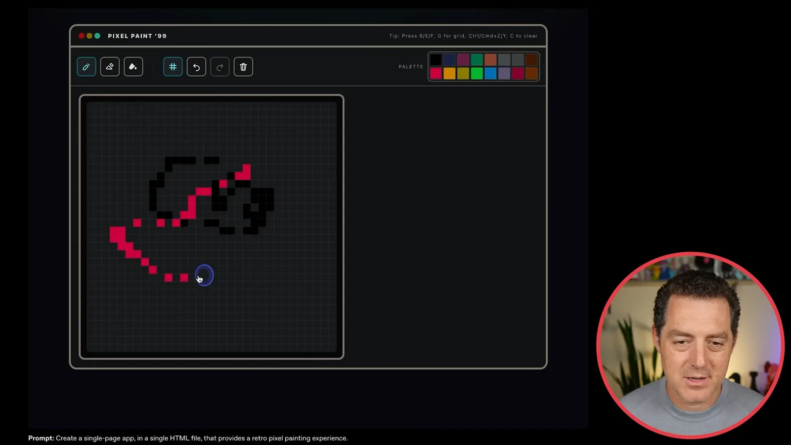 A generated pixel-painting app
