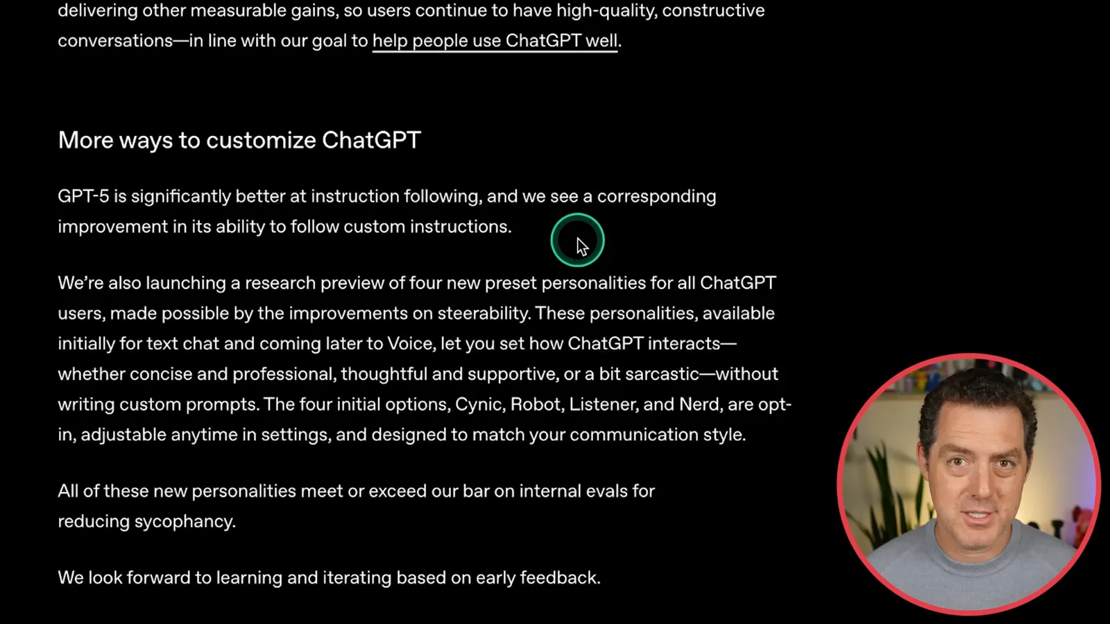 Custom instructions and personalities
