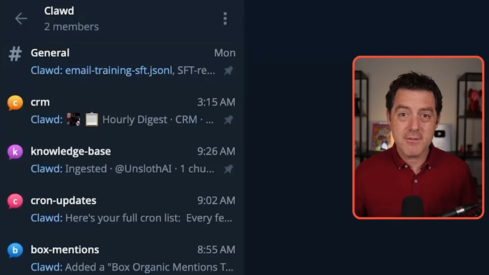 Topic-separated Telegram conversations