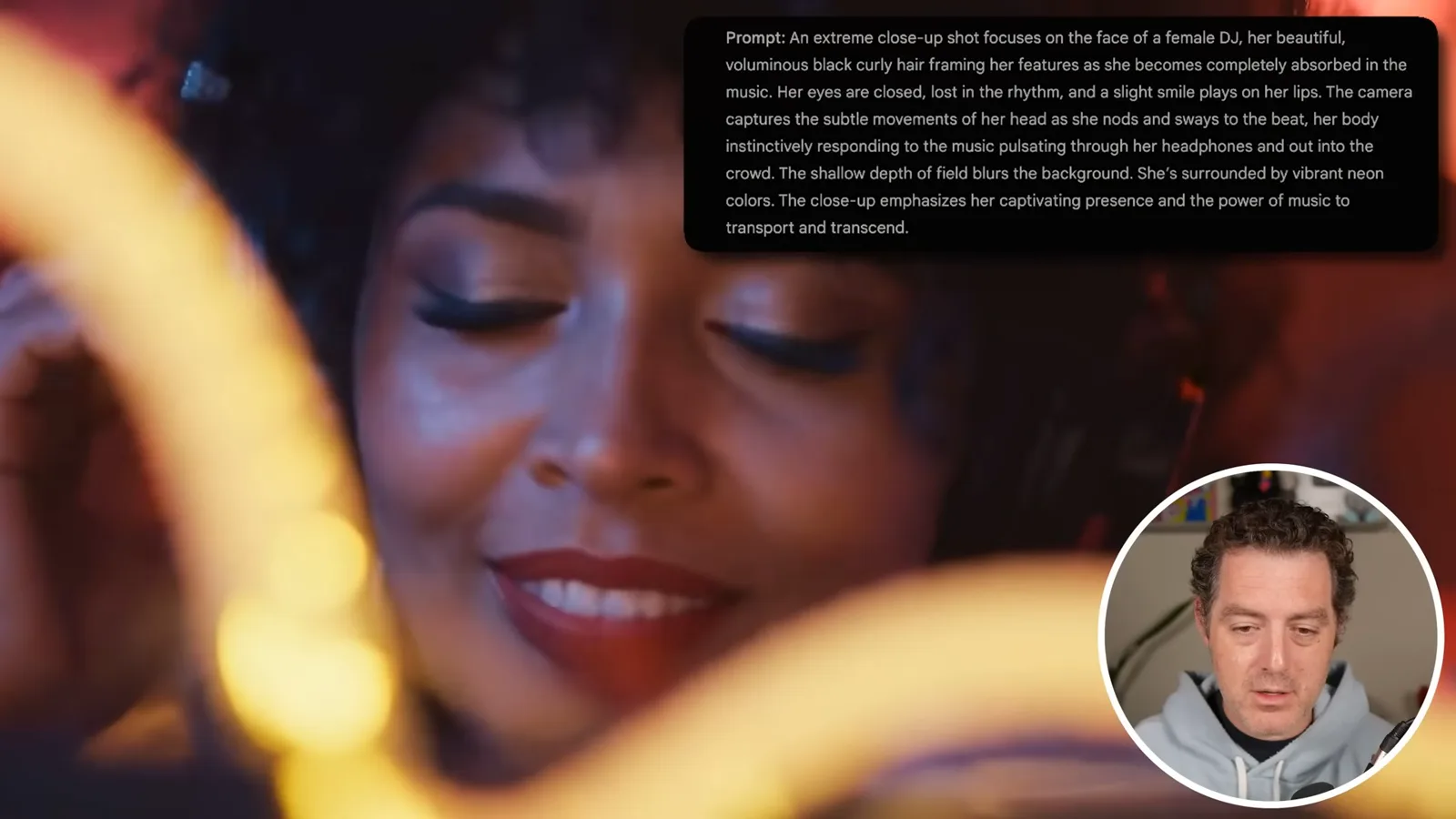 DJ close-up and cinematic prompt