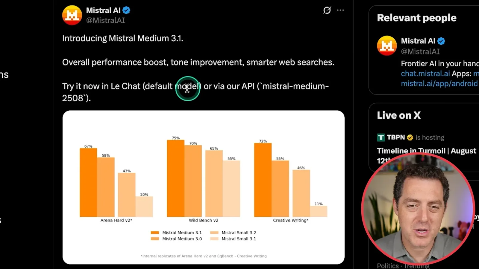 Mistral Medium 3.1 benchmark comparison