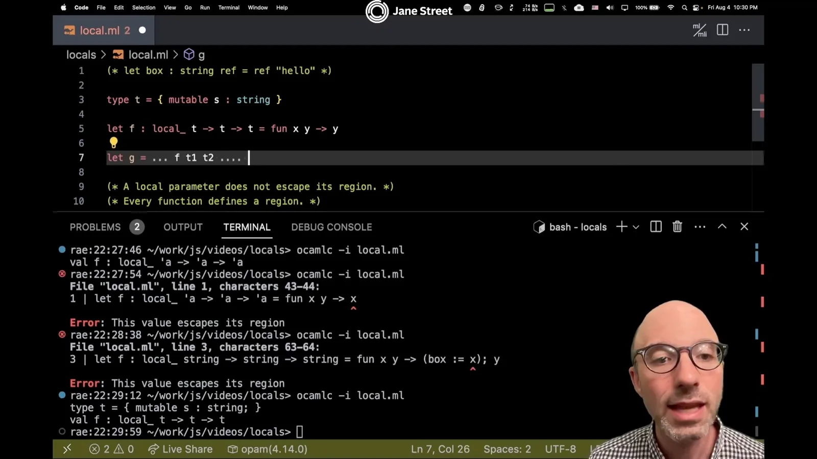 A mutable value passed to a local parameter