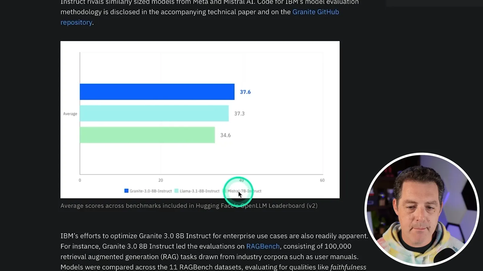 IBM's model benchmark comparison