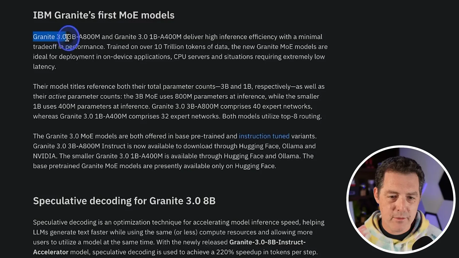 Granite mixture-of-experts sizes