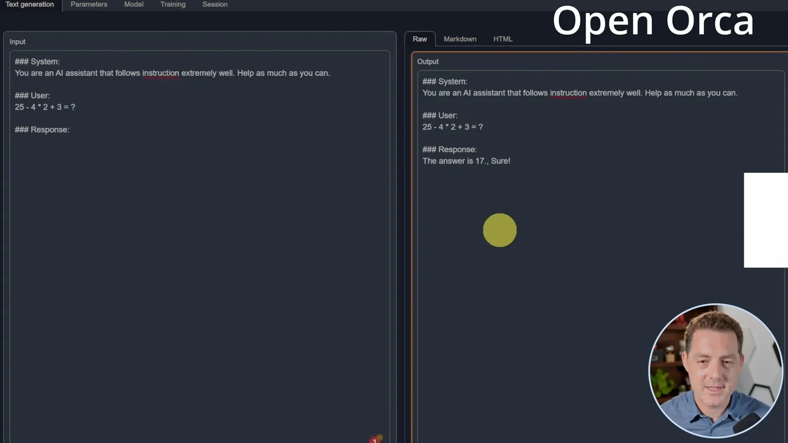 Arithmetic prompt and OpenOrca response