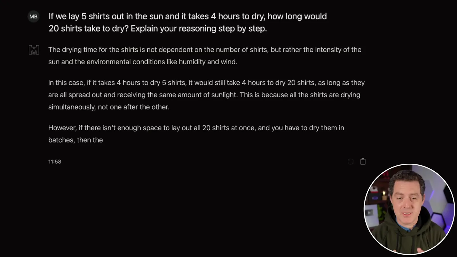 Drying-shirts reasoning