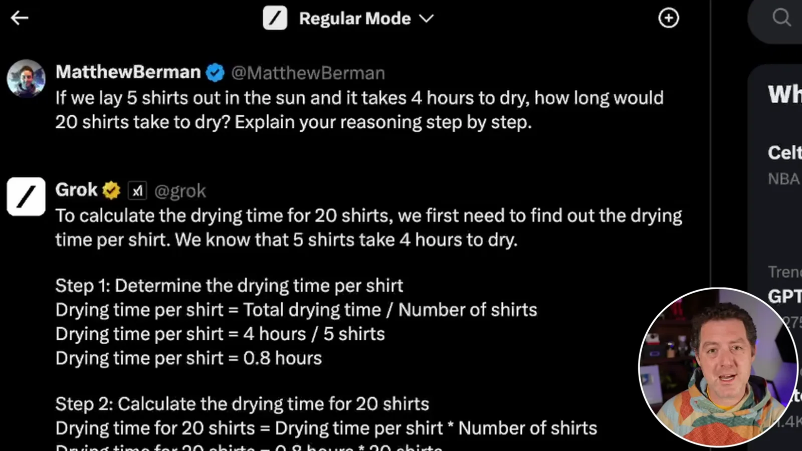 Drying-shirts calculation