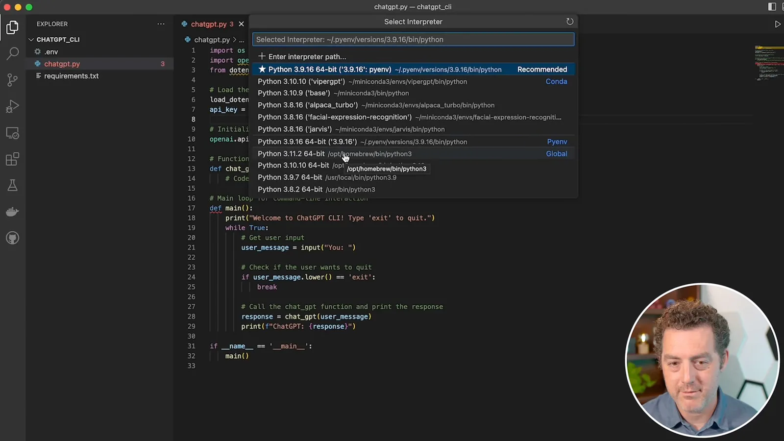 Selecting a Python interpreter