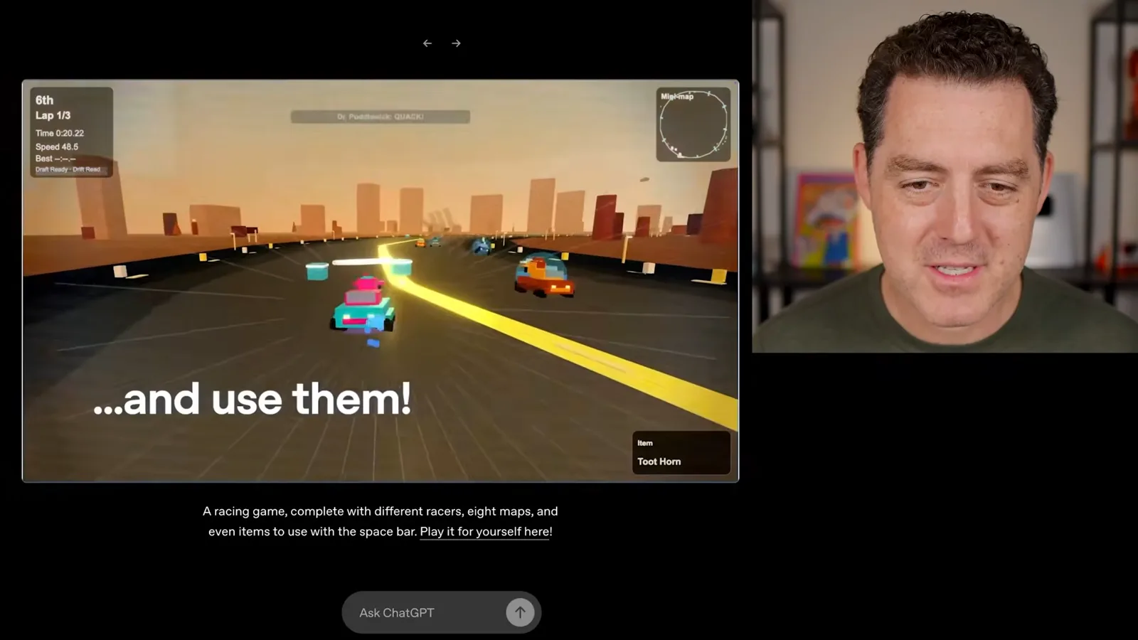 Racing game demonstration