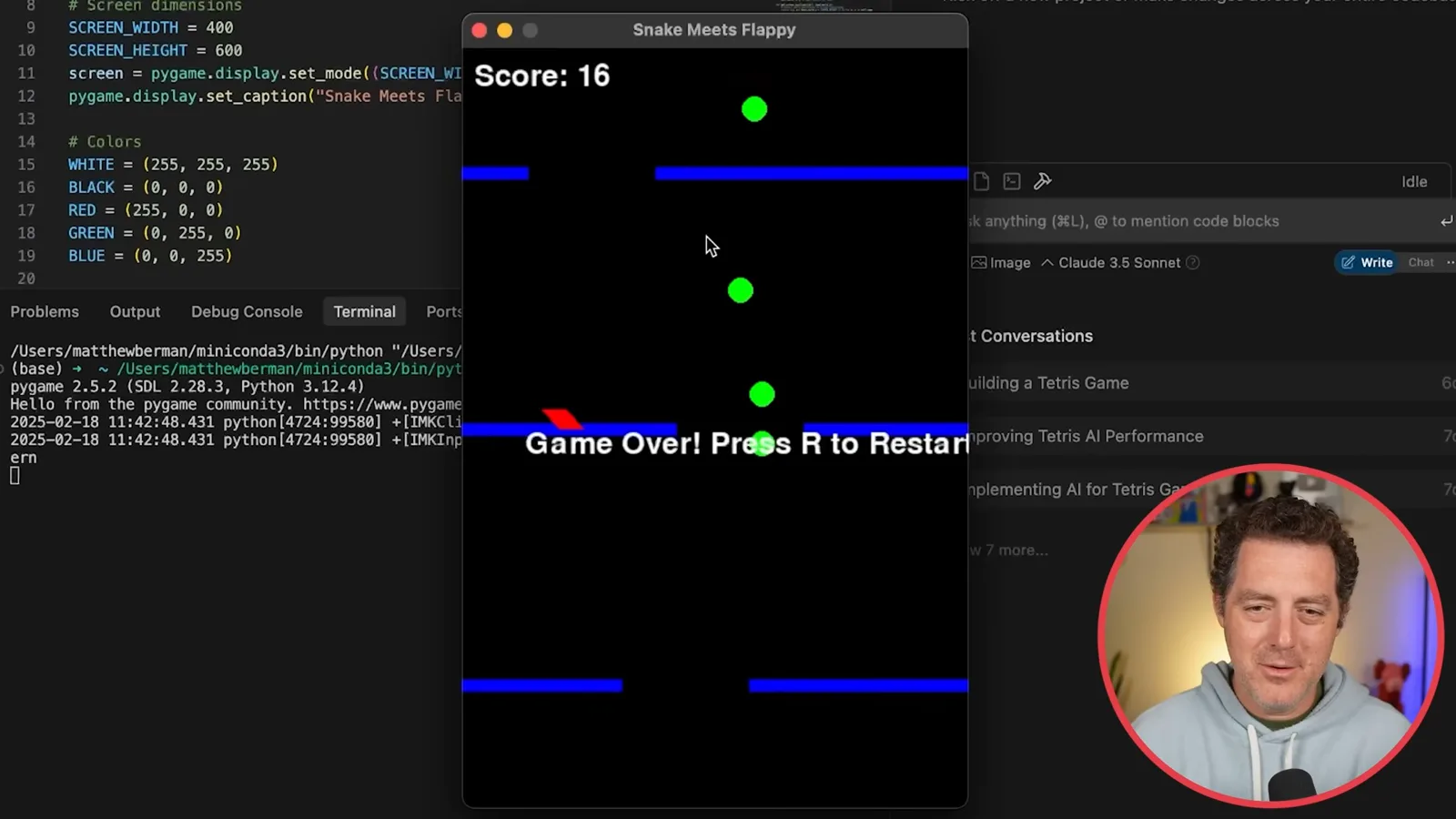 The generated game reaches game over