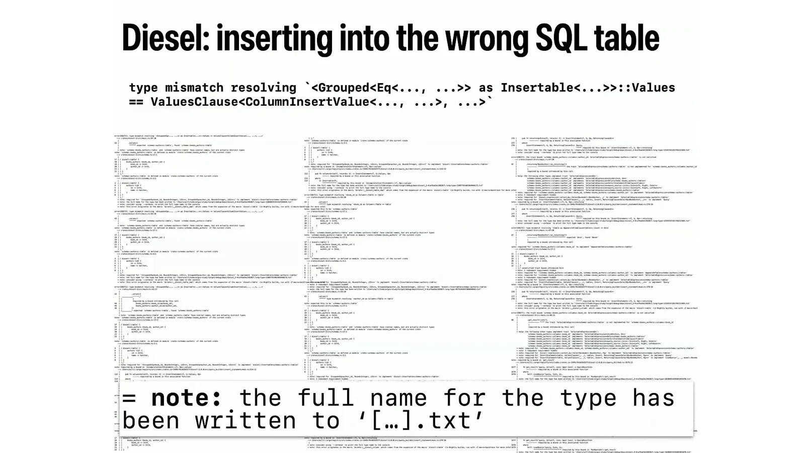 An overwhelming Diesel diagnostic