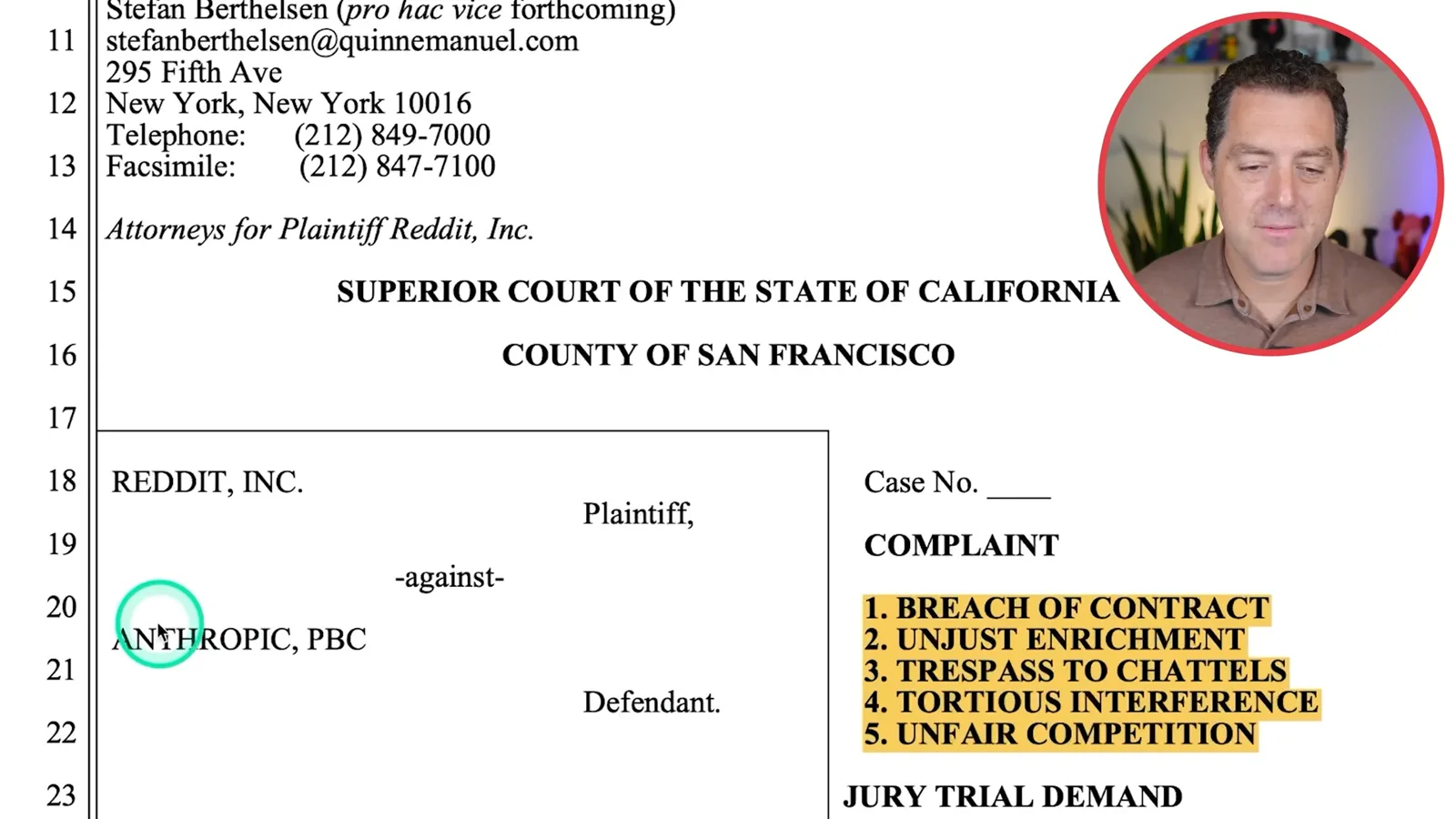 The complaint’s original causes of action