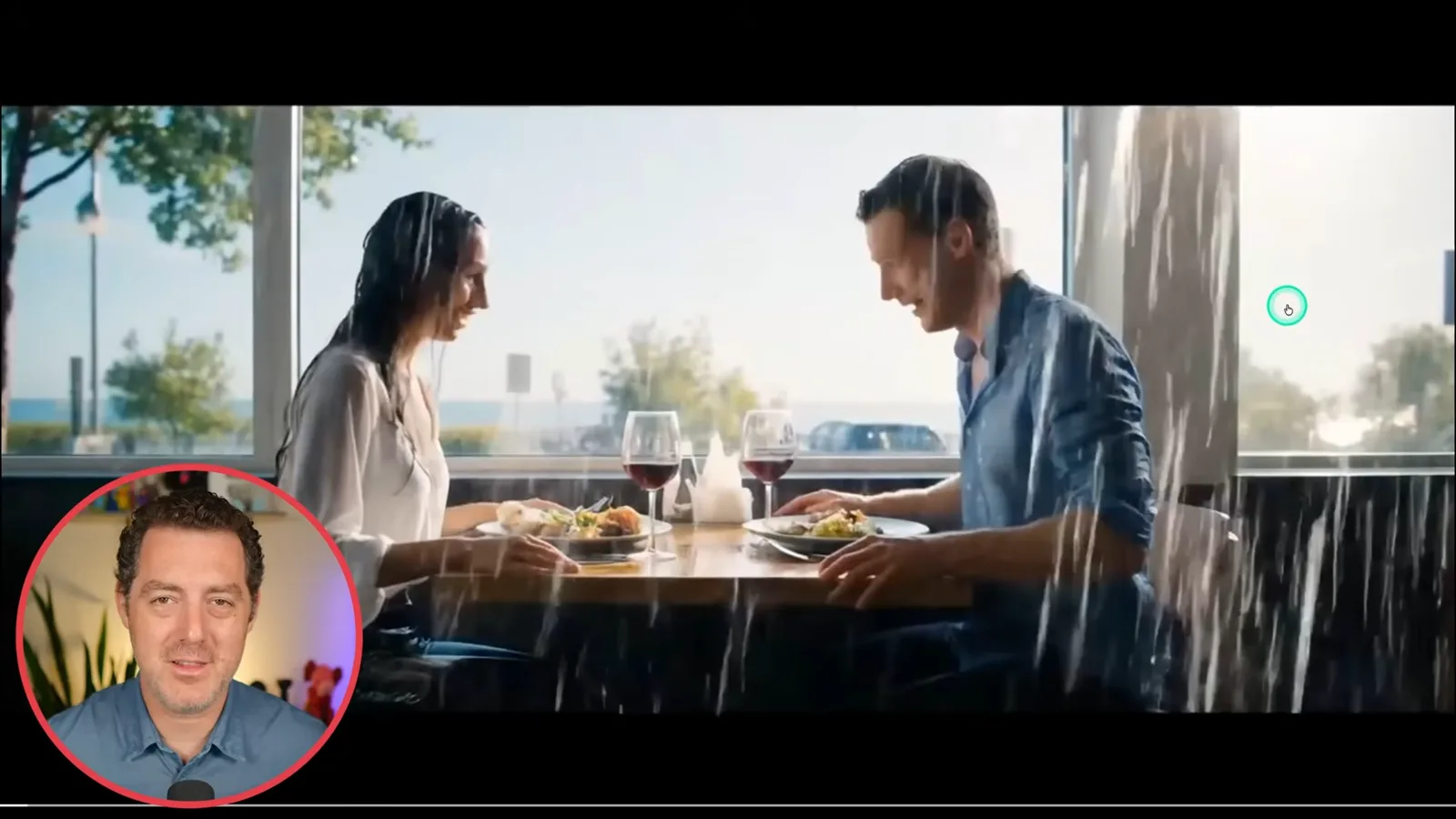Rain inside a restaurant