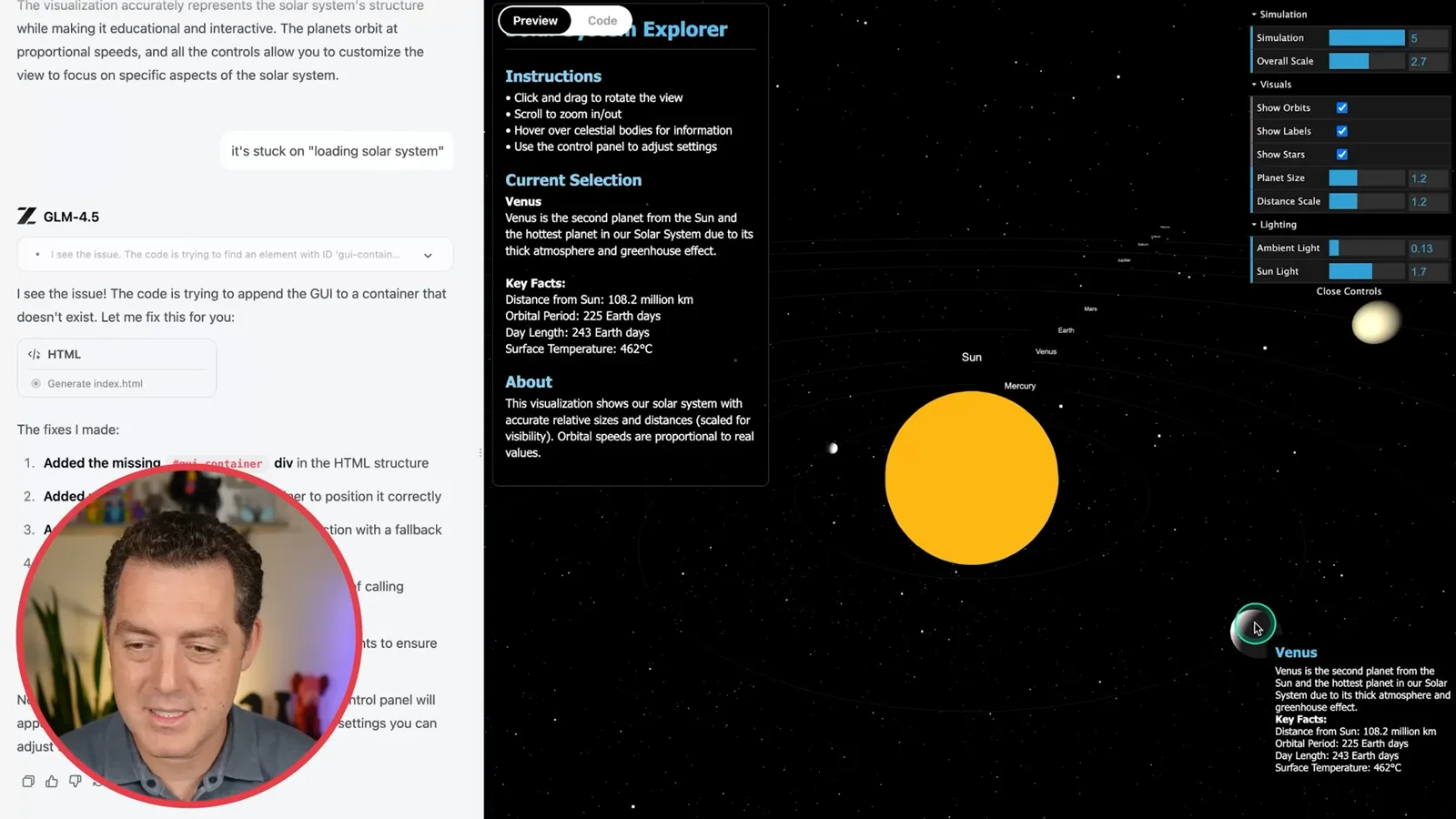 Solar-system visualization