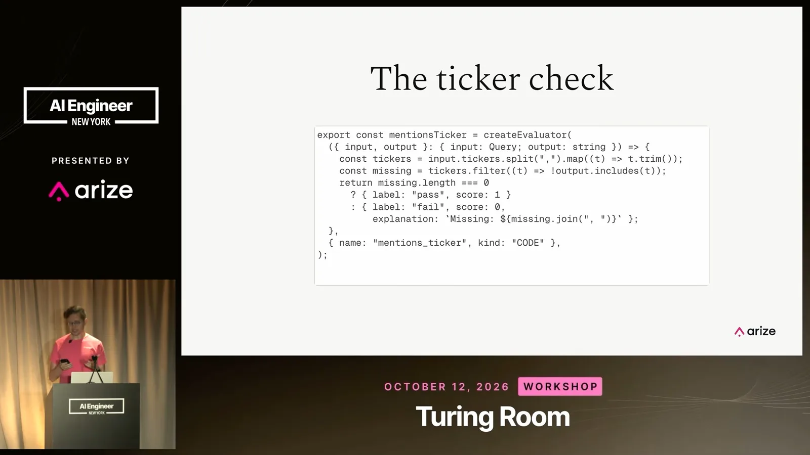 A ticker code evaluator