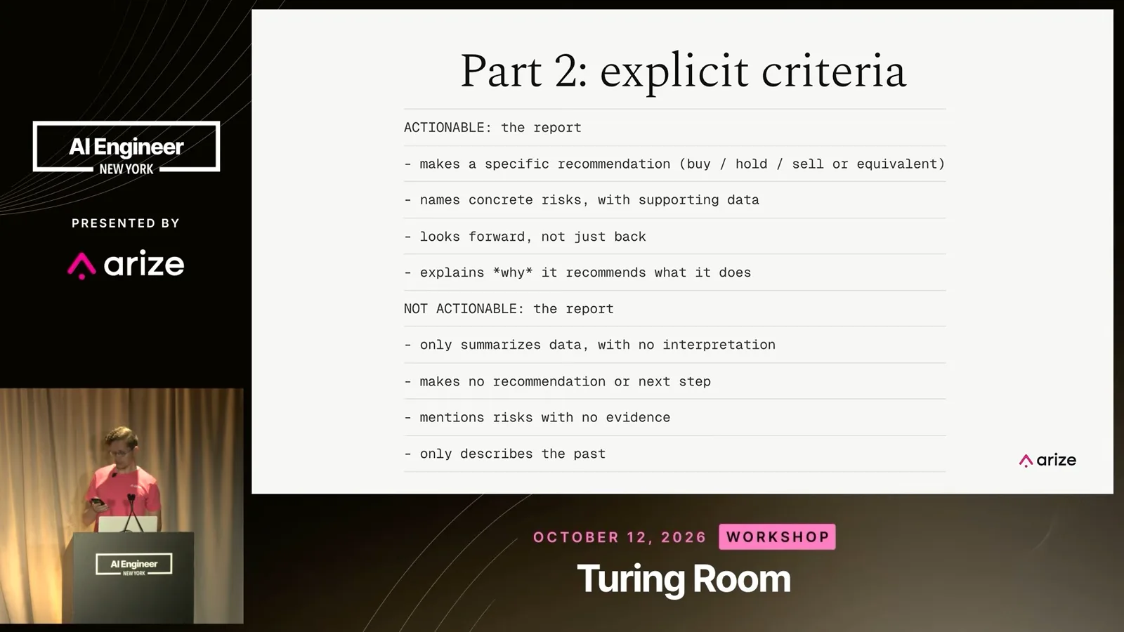 Explicit actionability criteria