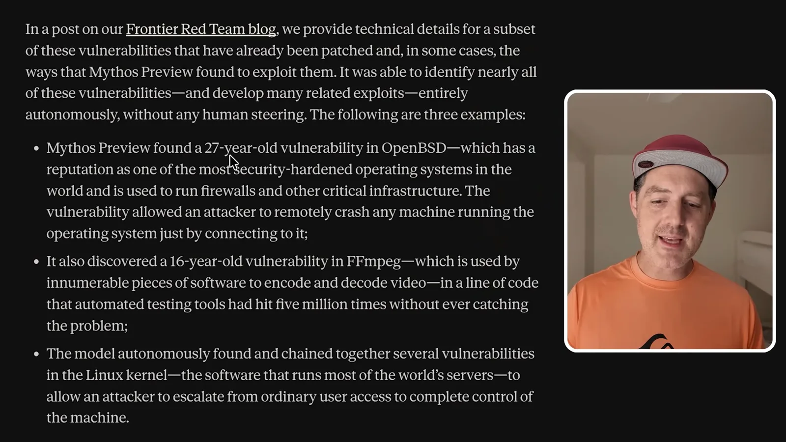 Examples of reported vulnerabilities