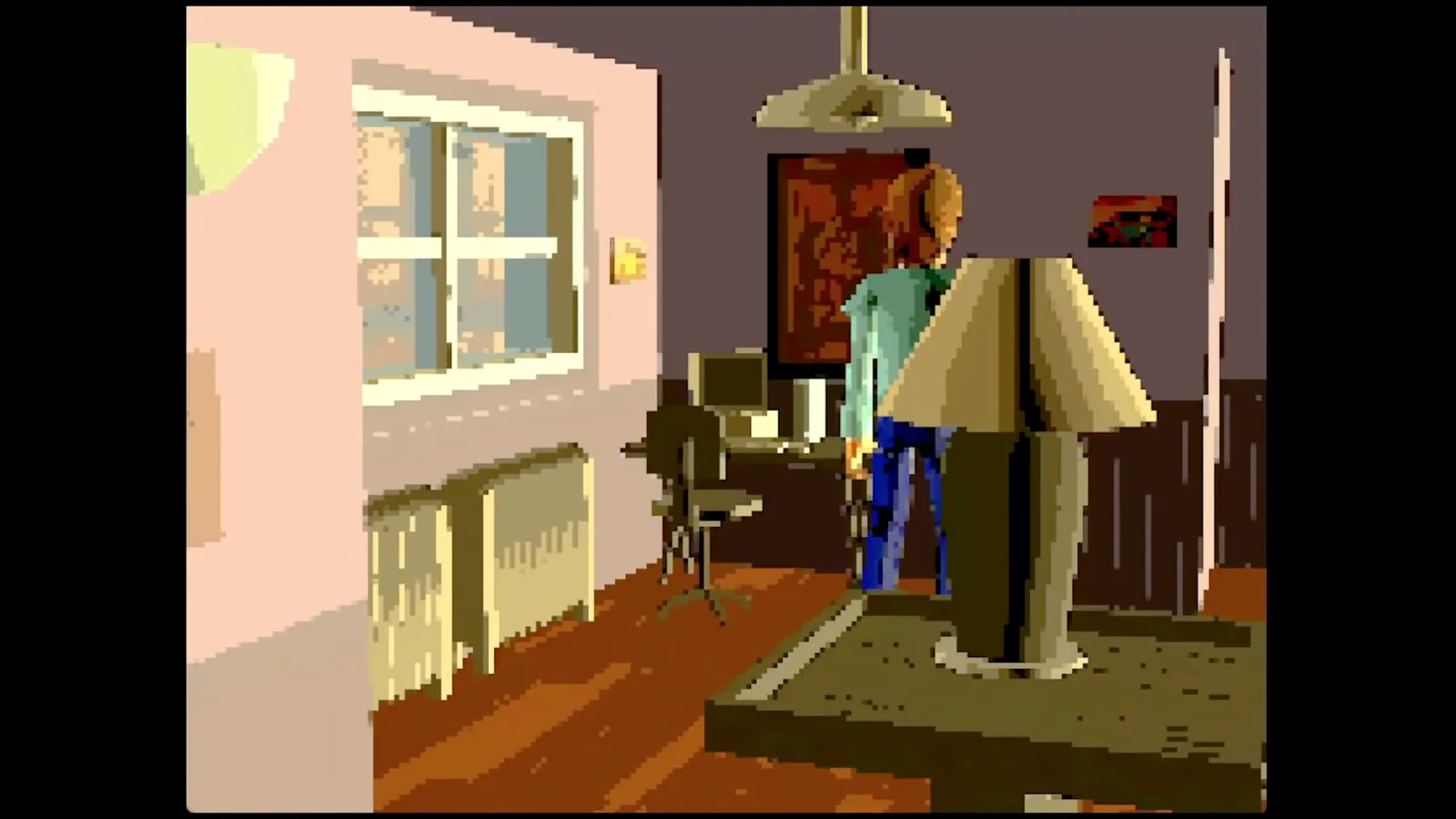 Nothing, Forever’s pixelated sitcom scene