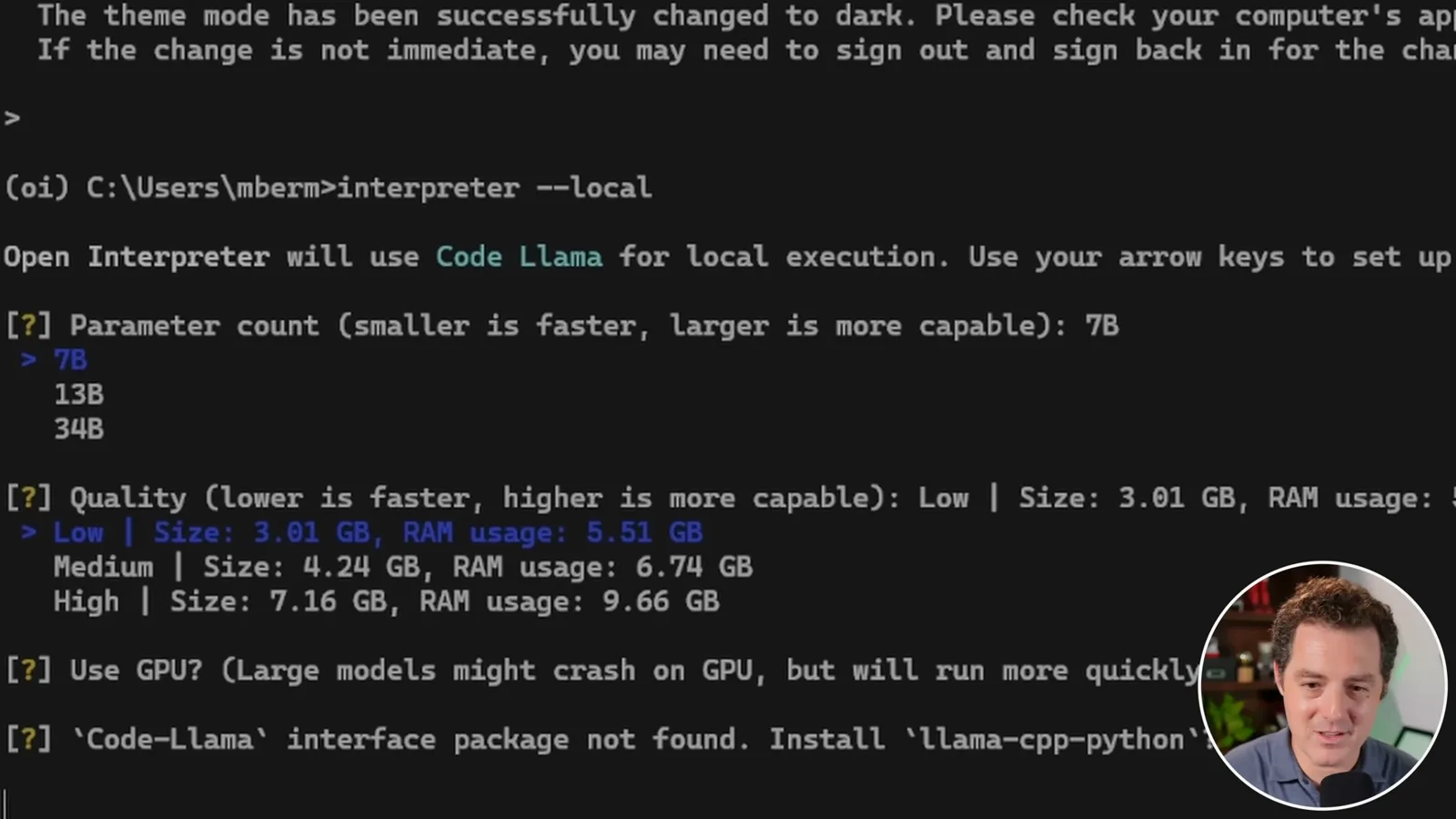 Attempting the local Code Llama backend