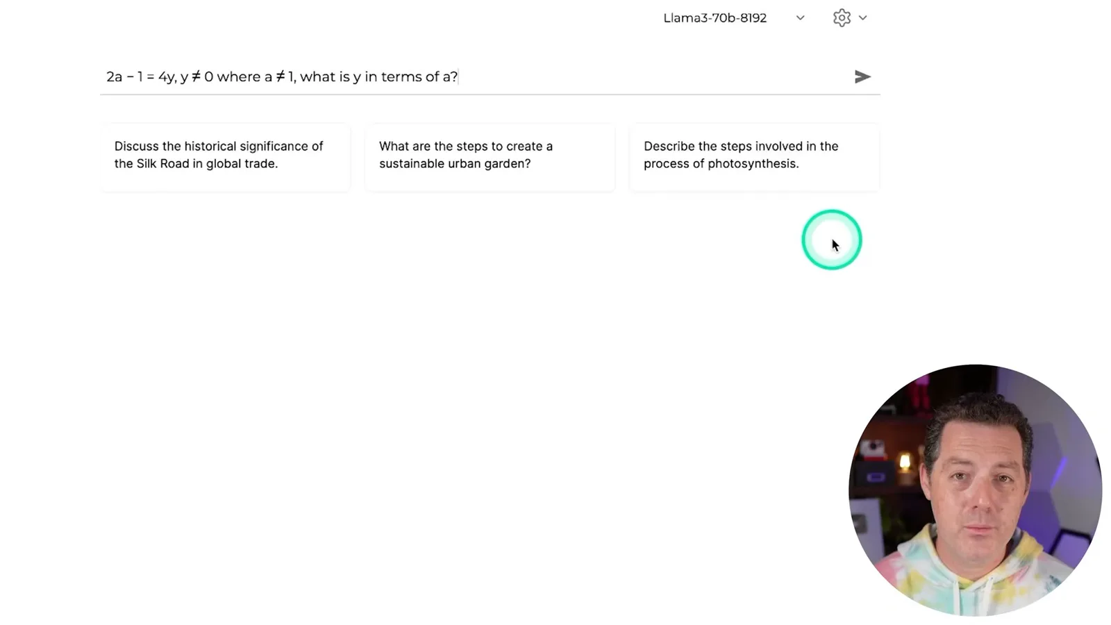 Displayed algebra prompt