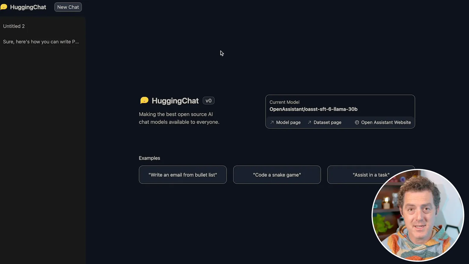 HuggingChat’s early model selection