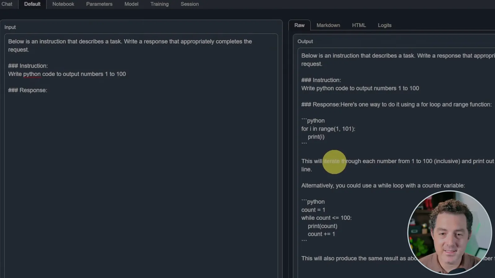 Testing a local coding prompt