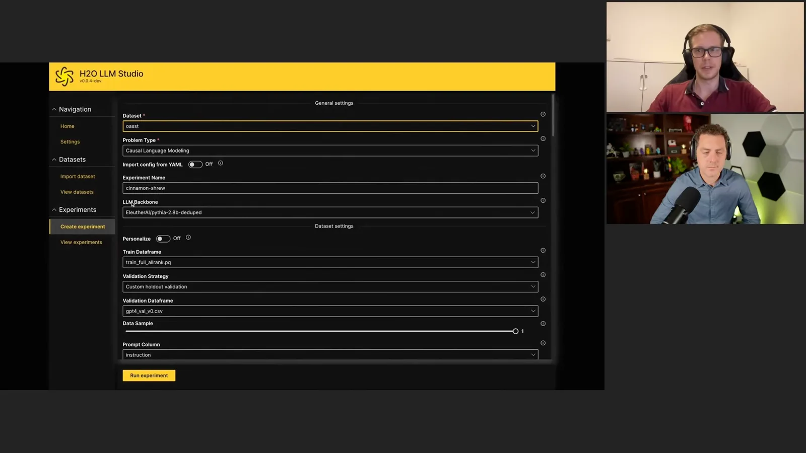 Configuring a fine-tuning experiment