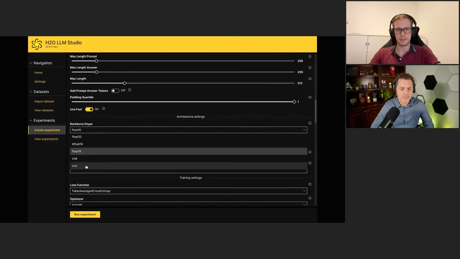 Precision and quantization settings