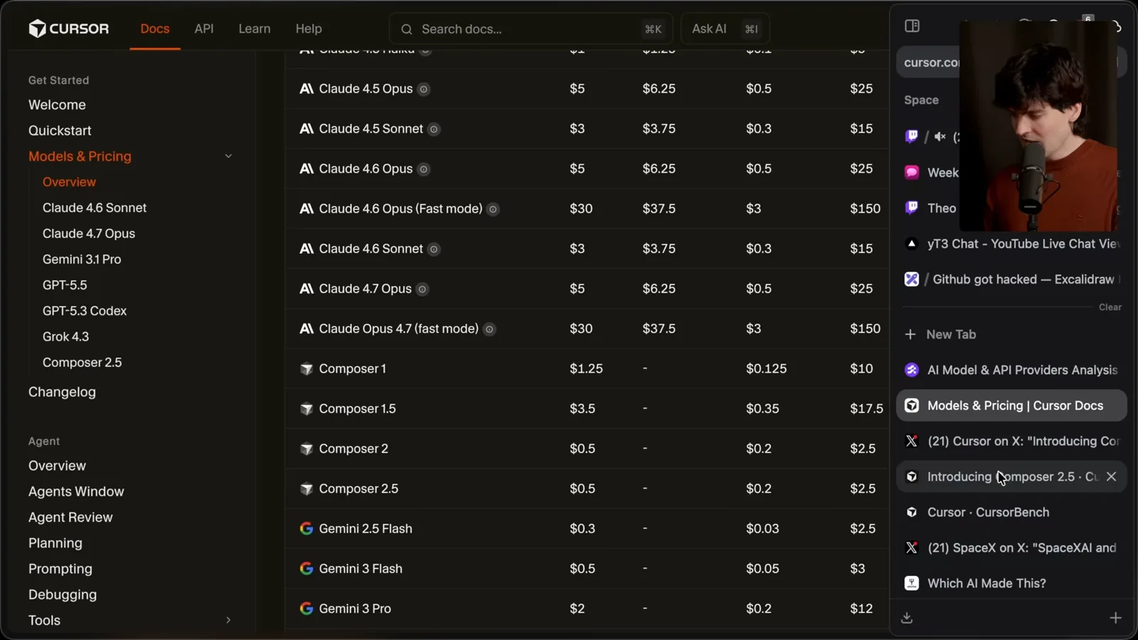 Composer model pricing at the time of recording