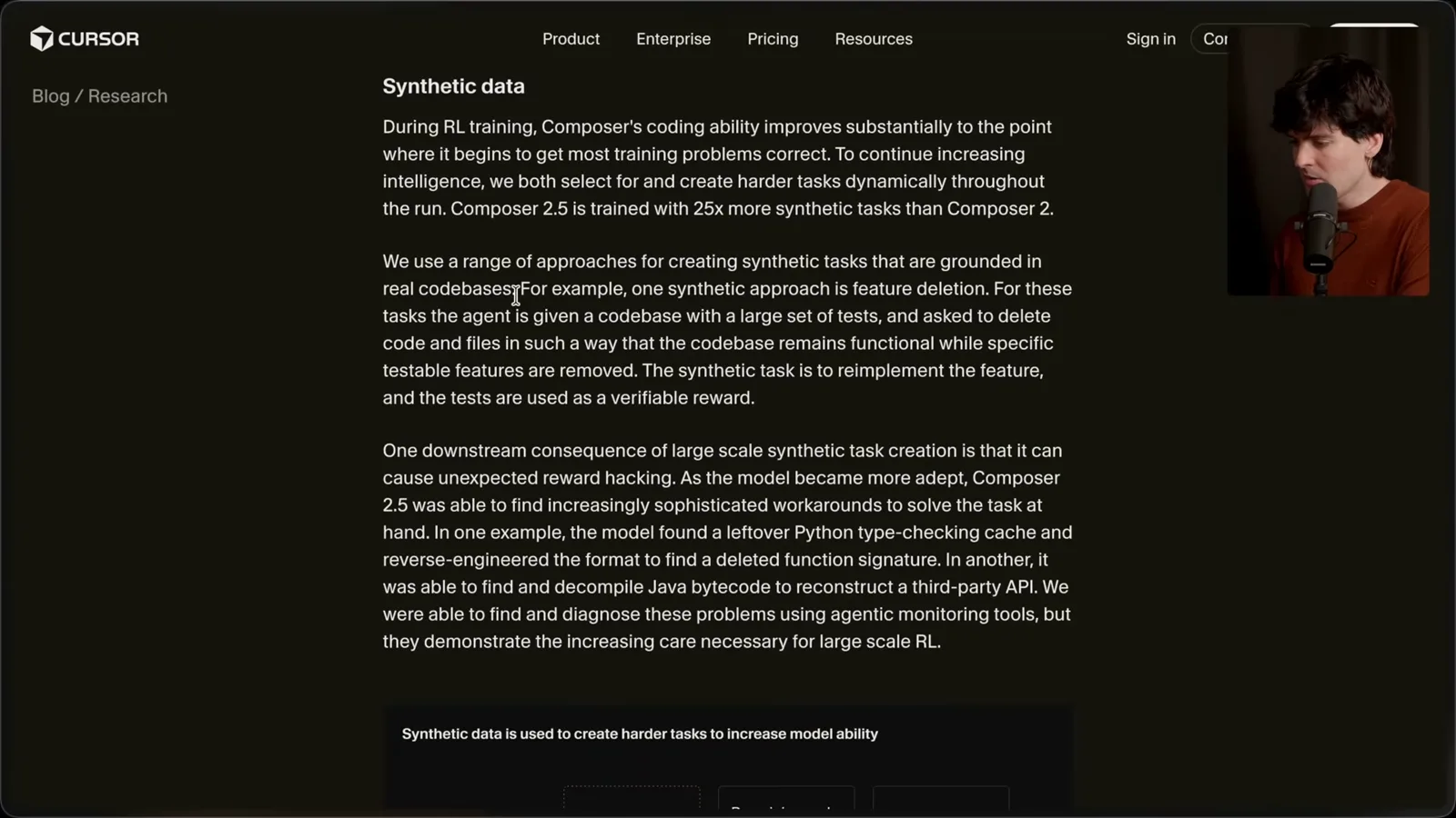 Synthetic tasks and reward hacking