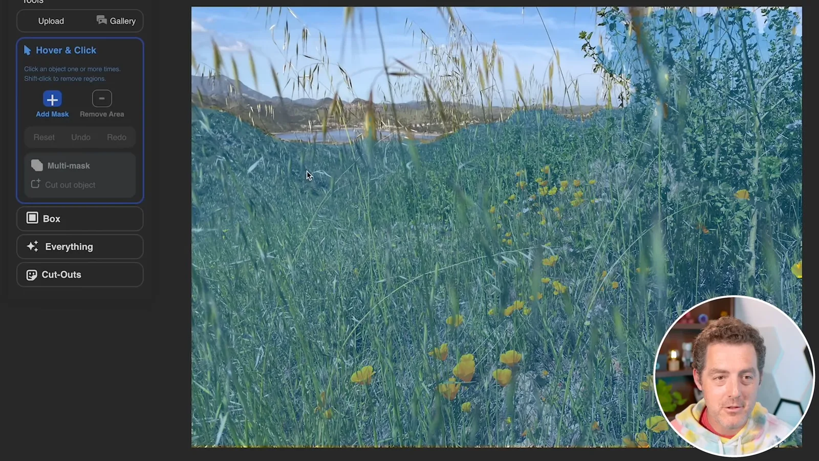Selecting regions in an uploaded photograph