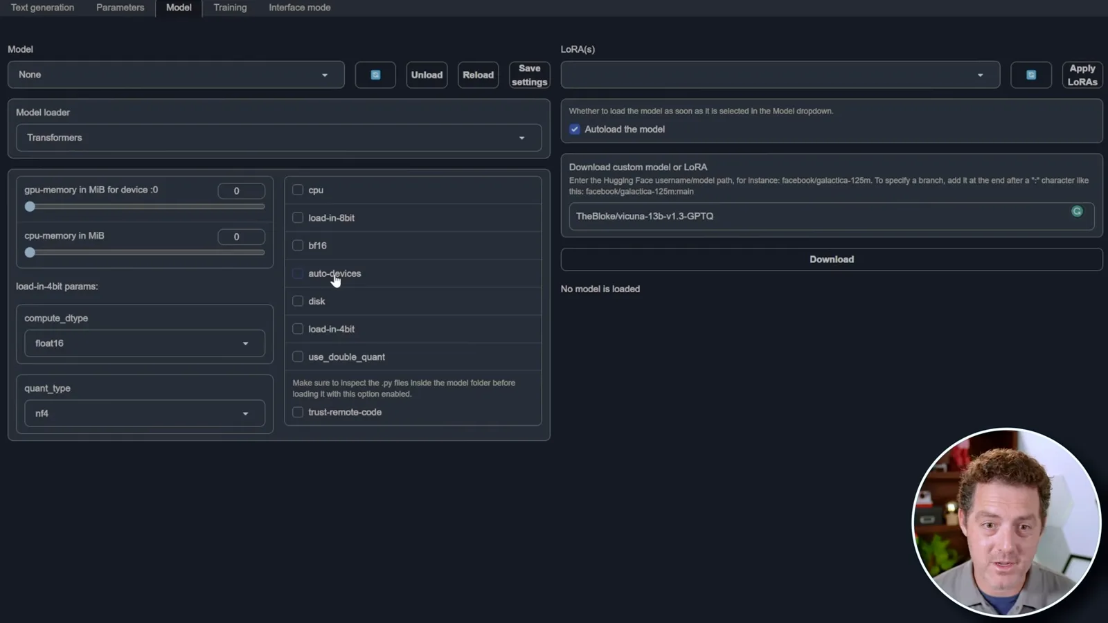 Model loading and remote-code options