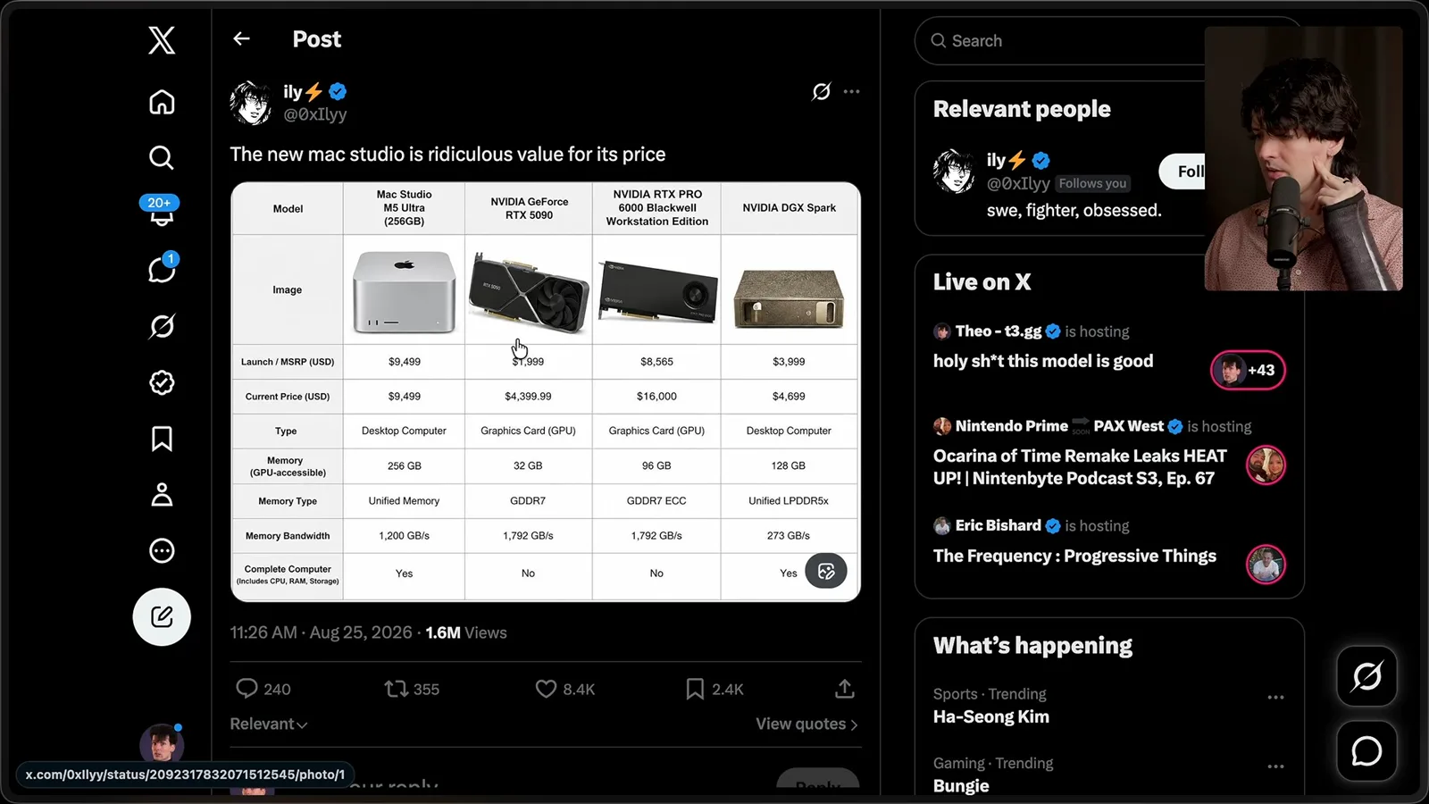 A desktop hardware comparison