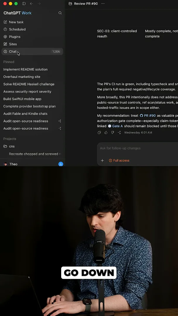 Chat option in the redesigned app
