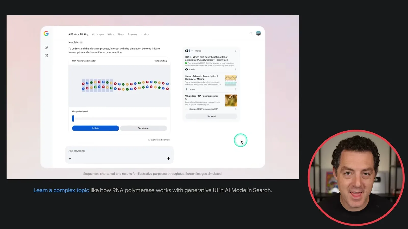 Illustrative generated Search interface