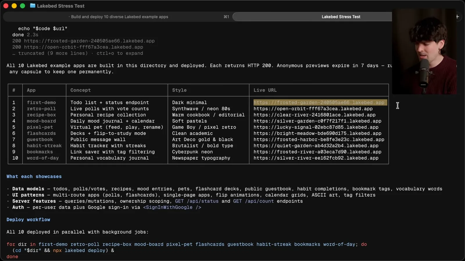 Ten Lakebed example apps