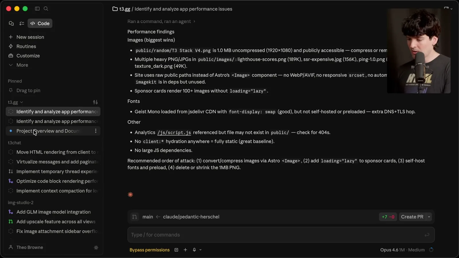 Performance analysis in the desktop app