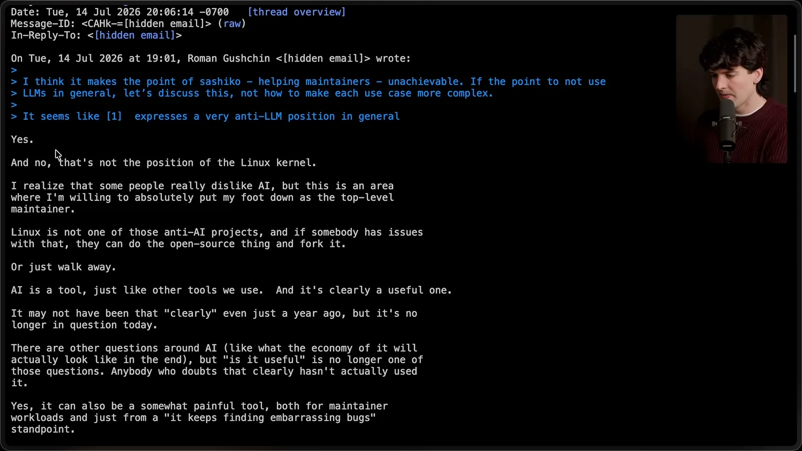 Torvalds’s mailing-list response