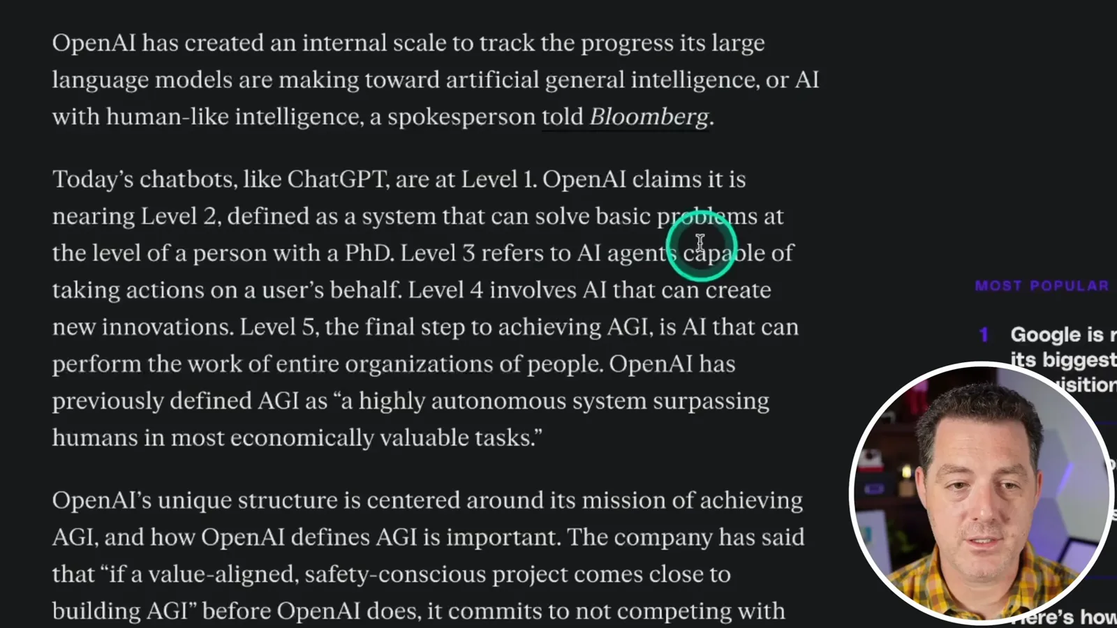 A reported five-level AI scale