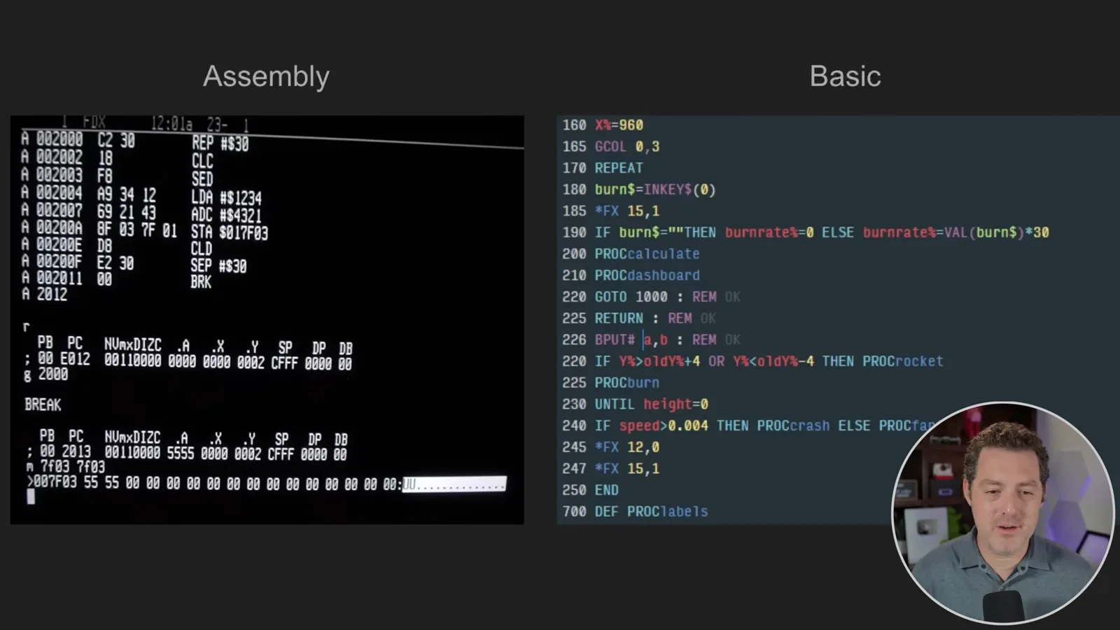 Assembly and BASIC examples