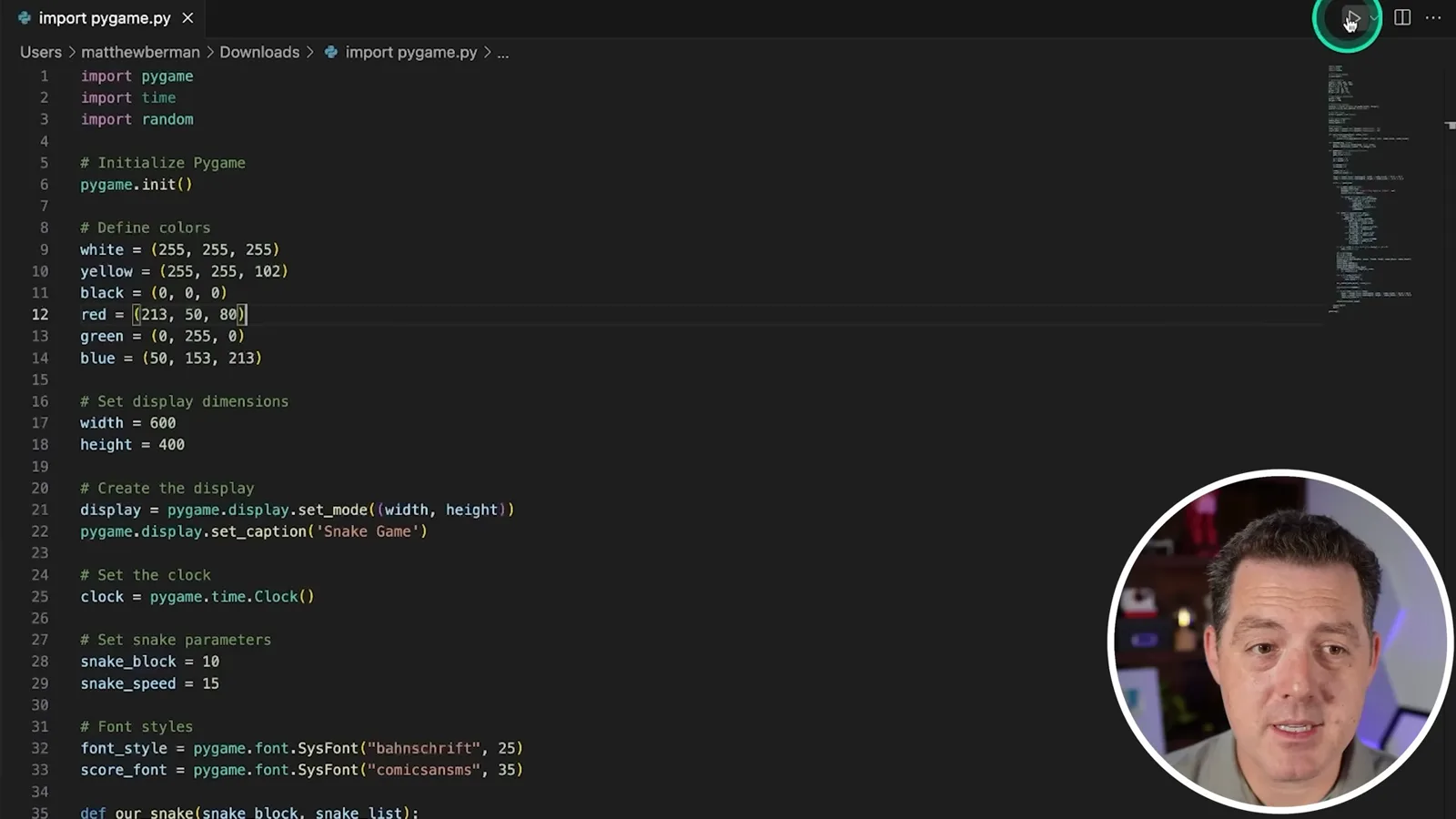 Generated Snake game code