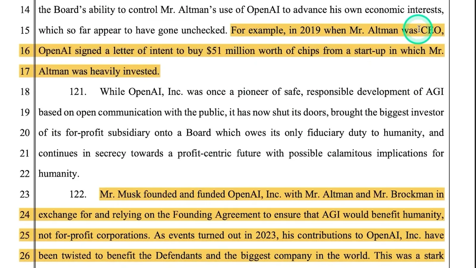 The complaint's alleged chip purchase conflict