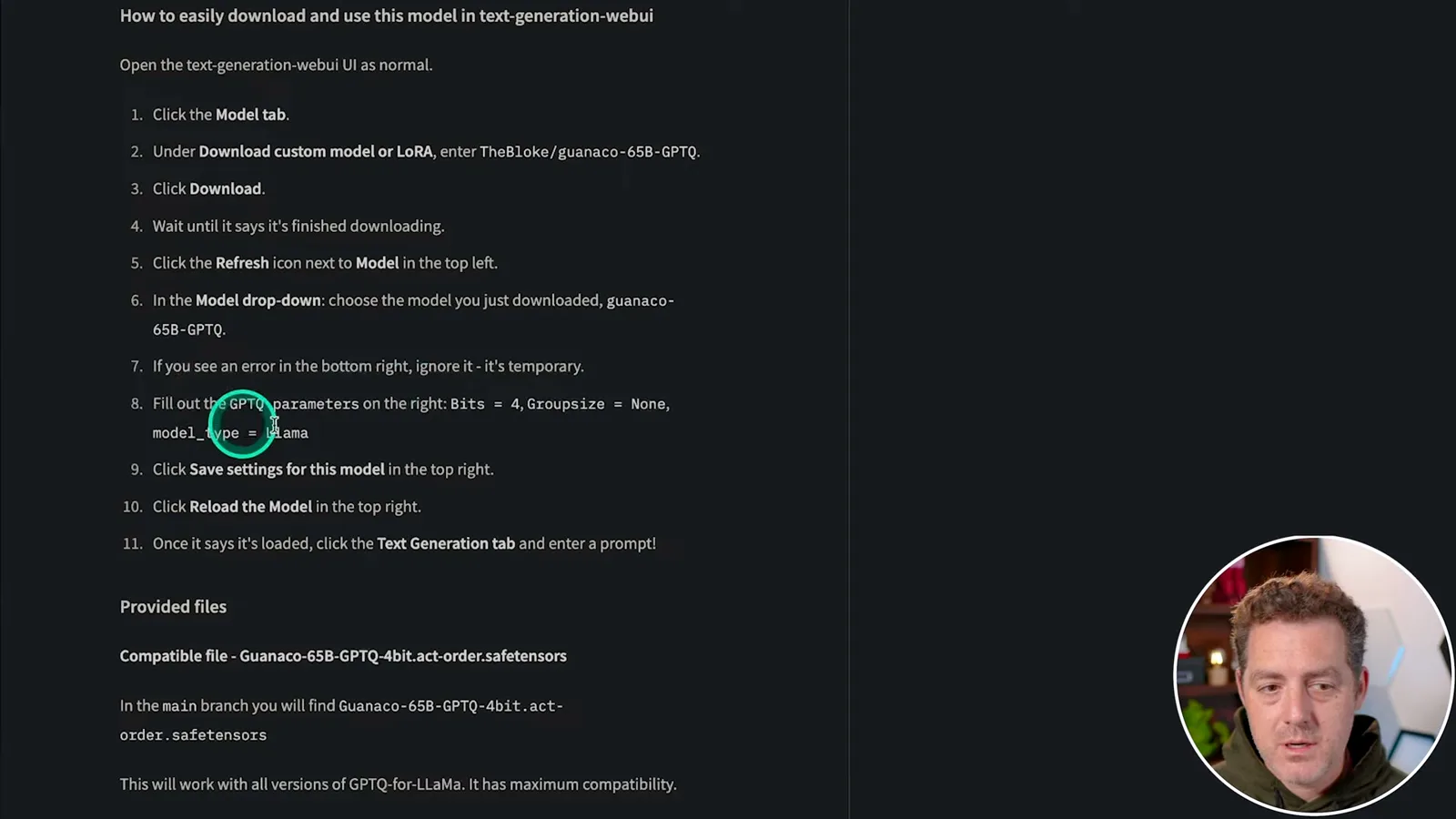 Guanaco GPTQ loading instructions