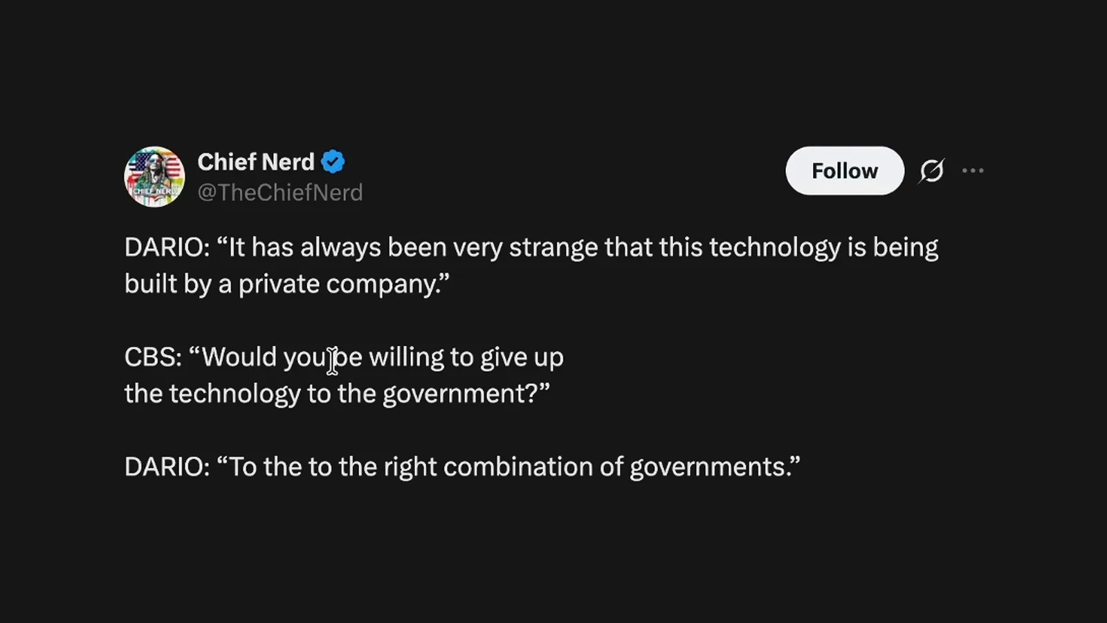 Reported remarks about government control