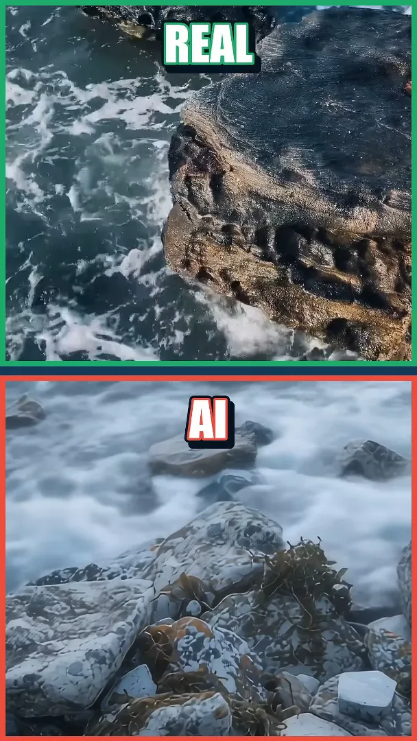 The video's labeled real and AI comparison