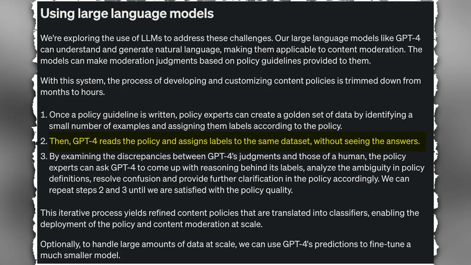 GPT-4 content moderation workflow