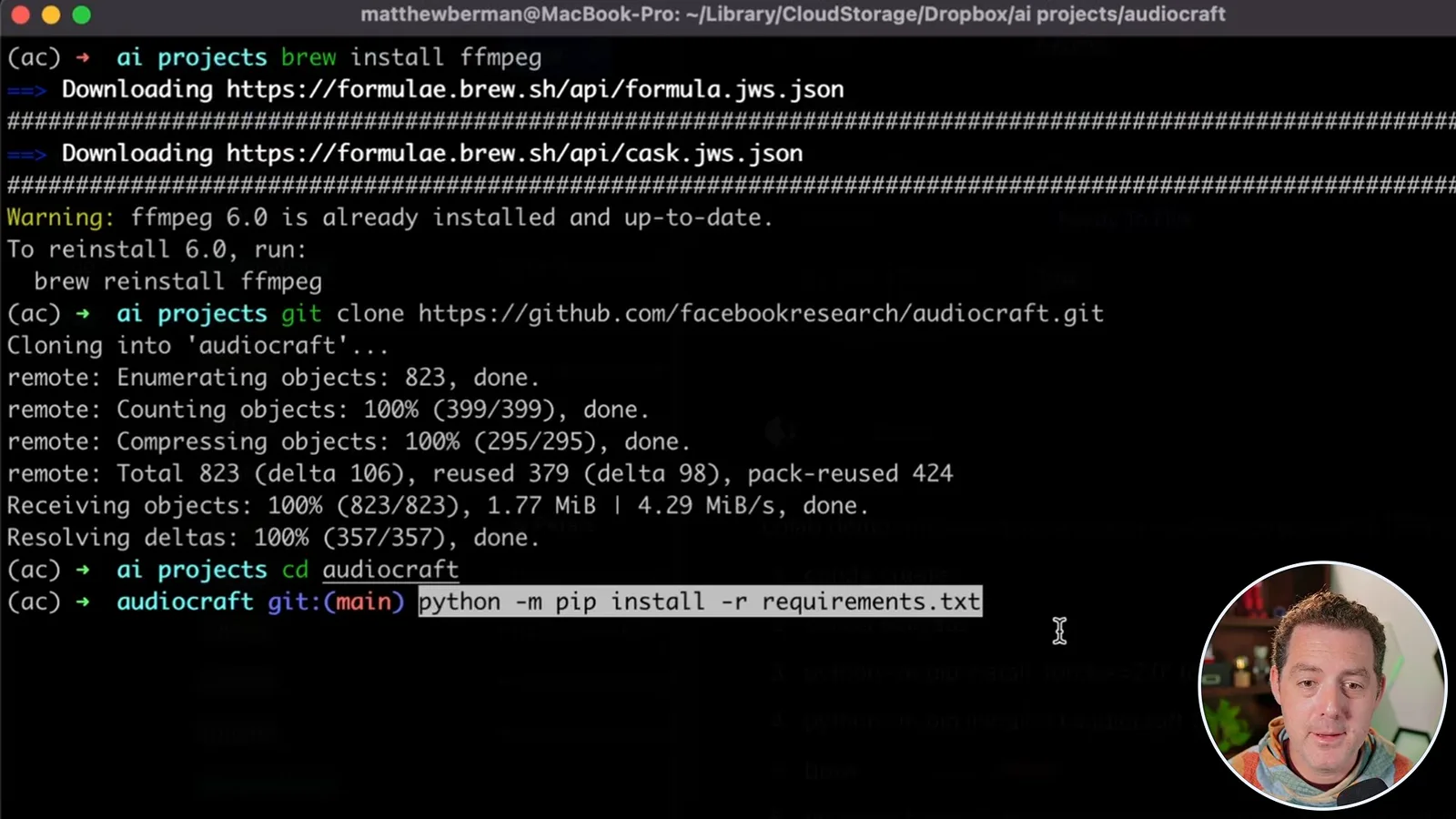 Clone and install AudioCraft