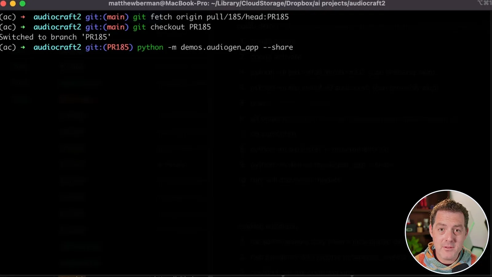 Fetch and run the AudioGen demo
