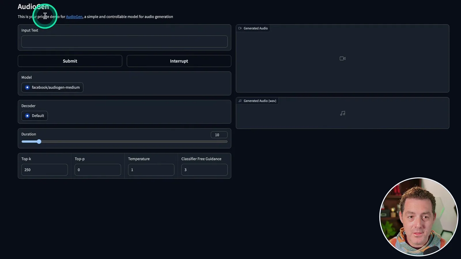 AudioGen interface