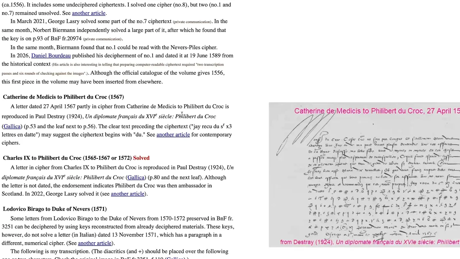 The 1567 cipher letter